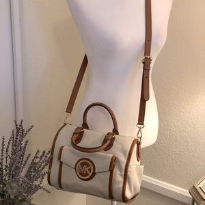 Michael Kors brown and white leather  handbag